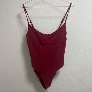 Amazon Red Ribbed Bodysuit